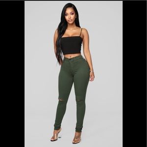 ❌SOLD❌Fashion Nova Canopy Jeans - Olive Green